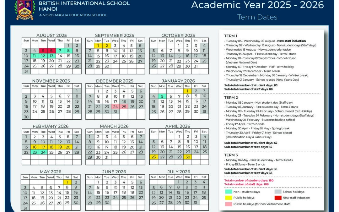 BIS Hanoi Academic Calendar 2025 2026 Term Dates